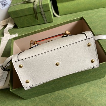 gg Diana Mini Tote Bag White For Women 8in/20cm gg ‎702732 U3ZDT 9196