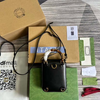 gg Bamboo Mini Handbag Black For Women, Women’s Bags 6.2in/16cm gg 702106 UZY0T 1000