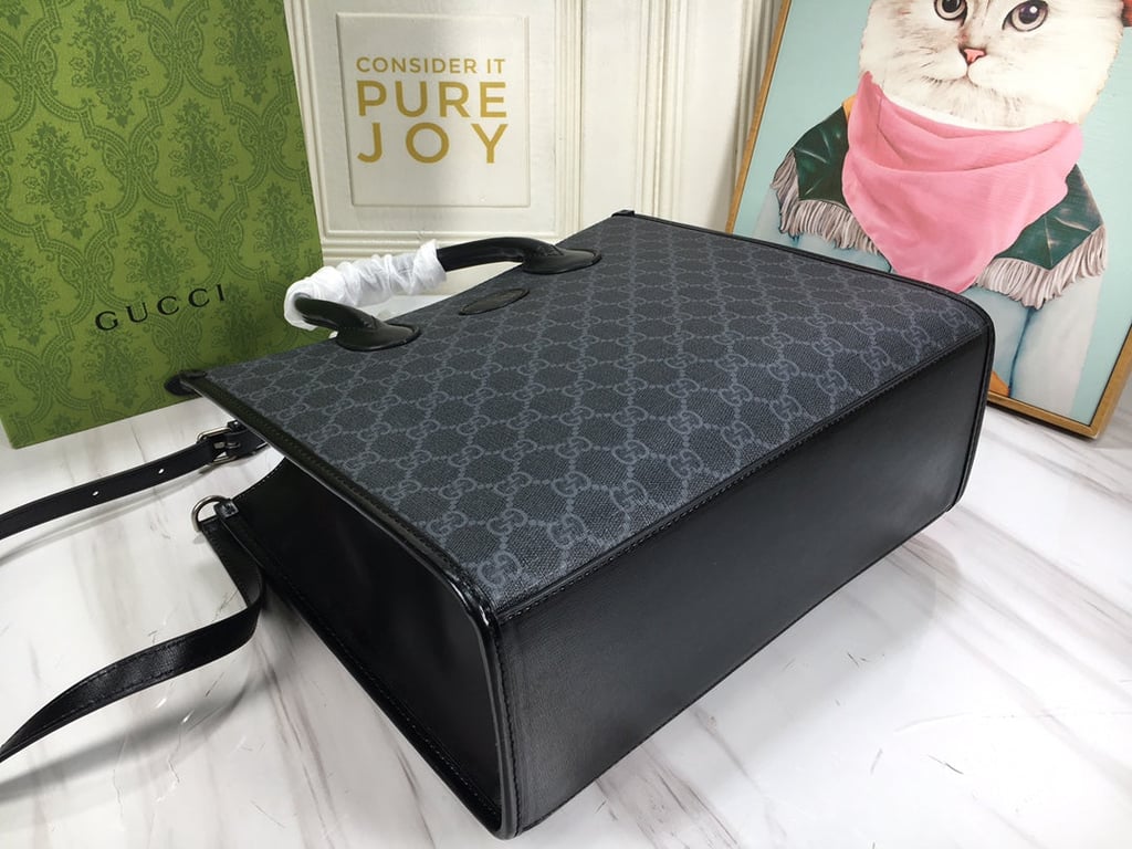 GG MEDIUM TOTE BAG WITH INTERLOCKING G 31CM BLACK