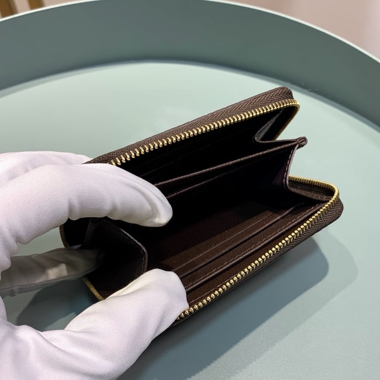 LOUIS VUITTON ZIPPY COIN PURSE DAMIER EBENE BROWN WALLET 11CM N63070