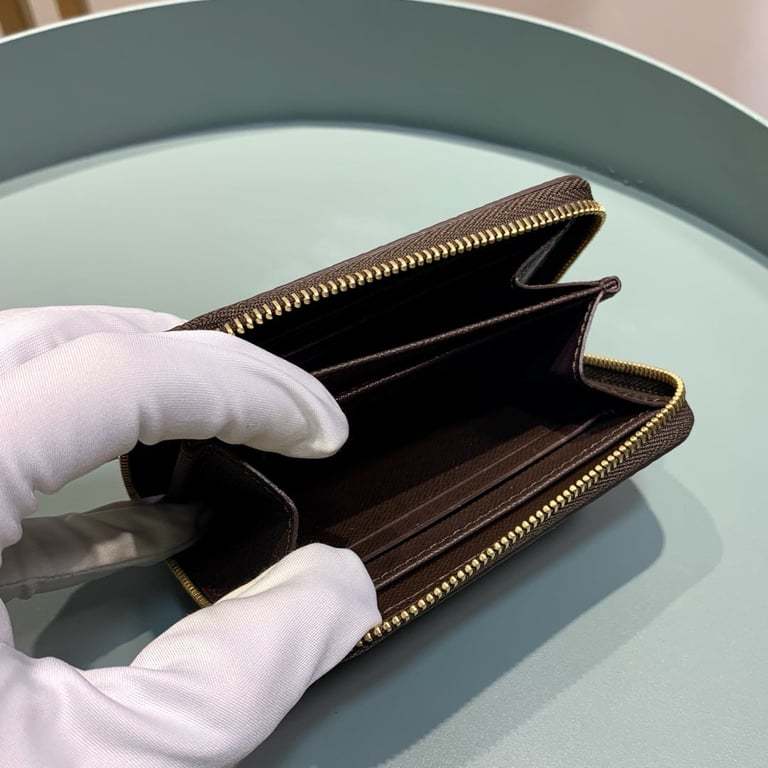 LOUIS VUITTON ZIPPY COIN PURSE DAMIER EBENE BROWN WALLET 11CM N63070