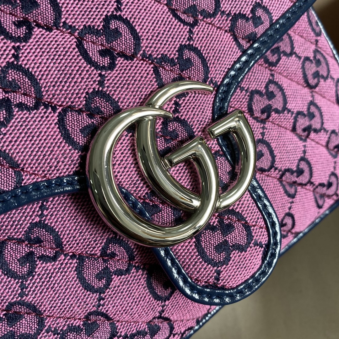 gg Marmont Mini Top Handle Bag In Pink And Blue gg Canvas For Women 8.3in/21cm gg