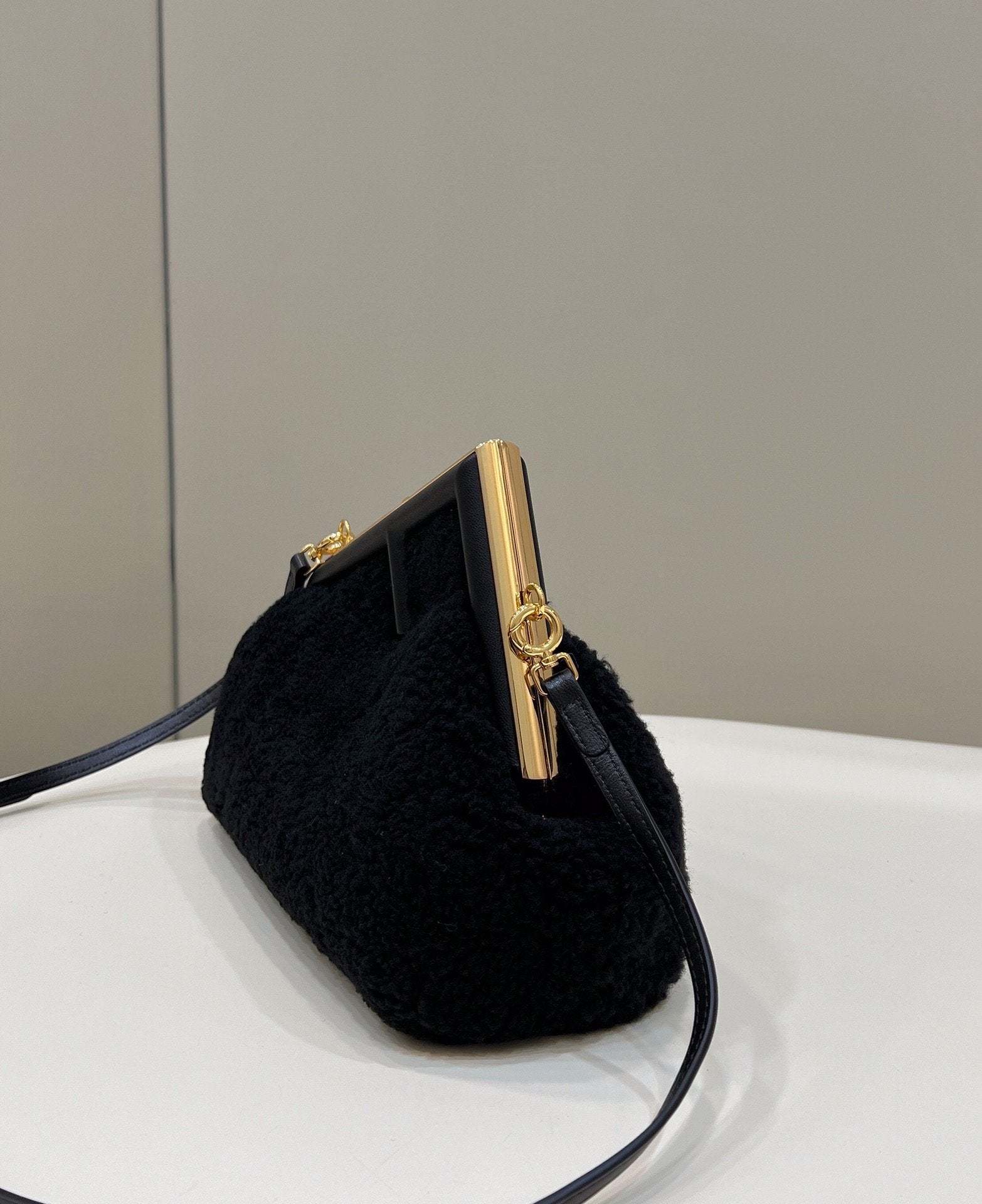 FI First Small Black Mink Bag For Woman 26cm/10in