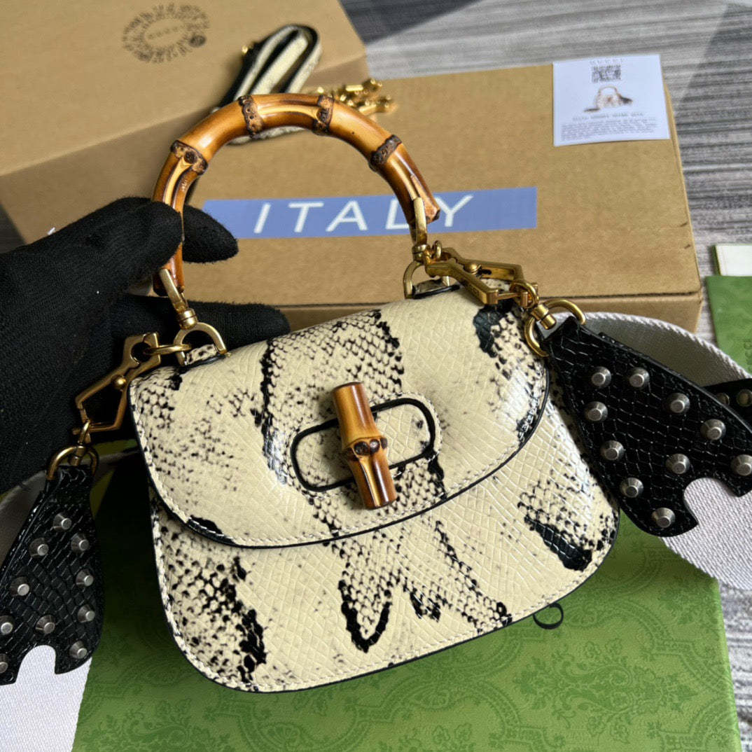gg Bamboo 1947 Mini Top Handle Bag Natural For Women, Women’s Bags 6.7in/17cm gg