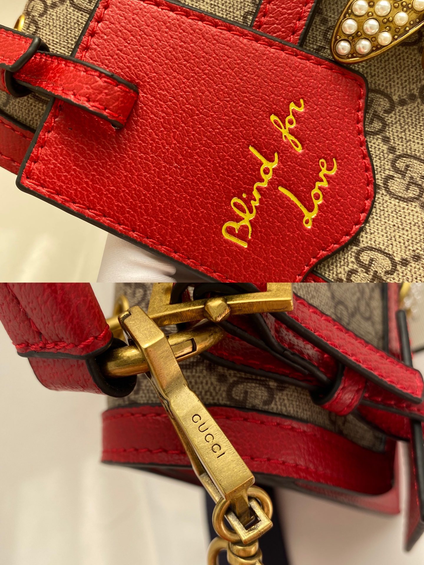 GG QUEEN MARGARET GG SMALL TOP HANDLE BAG RED 25.5CM