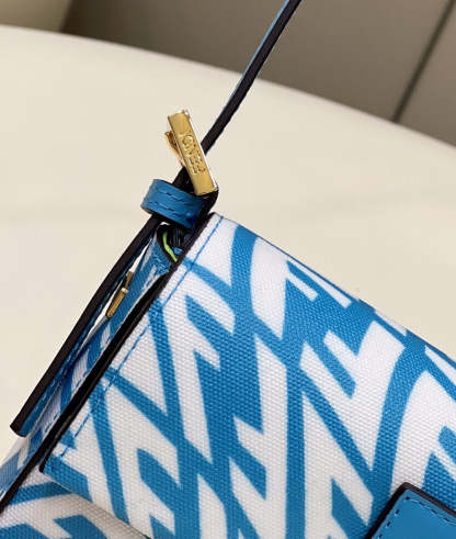 FI Mini Baguatte 1997 Blue Glazed Bag For Woman 19.5cm/7.5in