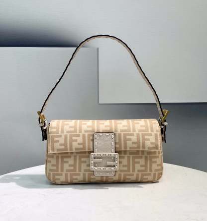 FI Baguette 1997 Wool Bag Beige For Women, Women’s Handbags, Shoulder Bags 10.6in/27cm FF 8BR792