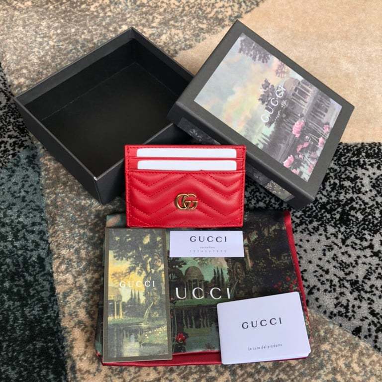 GG MARMONT CARD CASE 10CM RED 443127 DTD1T 6433