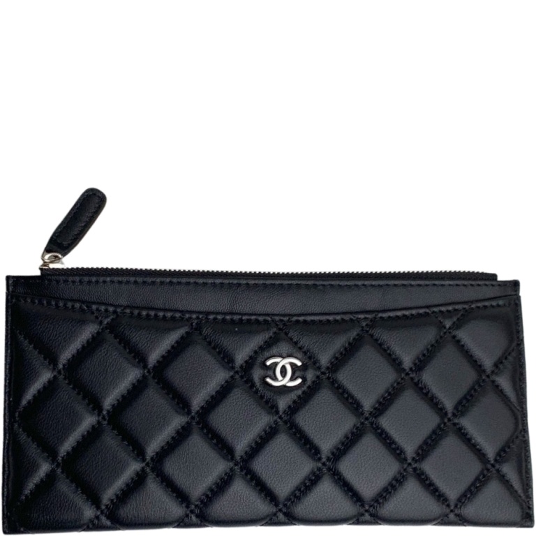 CHL CLASSIC ZIP POUCH LAMBSKIN WALLET BLACK 22CM