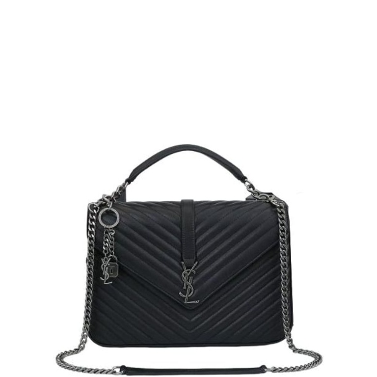 SAINT LAURENT COLLEGE LARGE CHAIN BAG BLACK 32CM