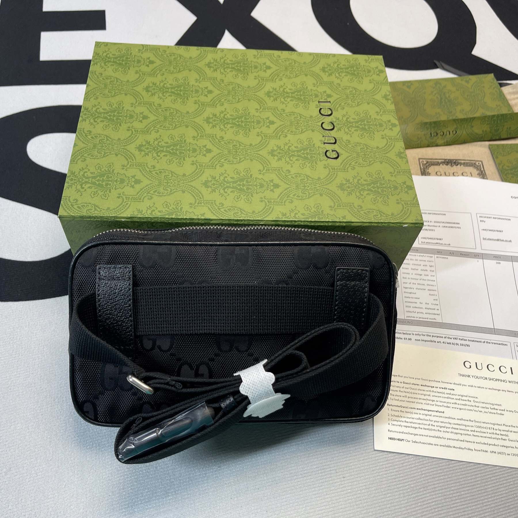 gg Off The Grid Belt Bag Black gg ECONYL® For Men  9.5in/24cm gg 631341 H9HBN 1000