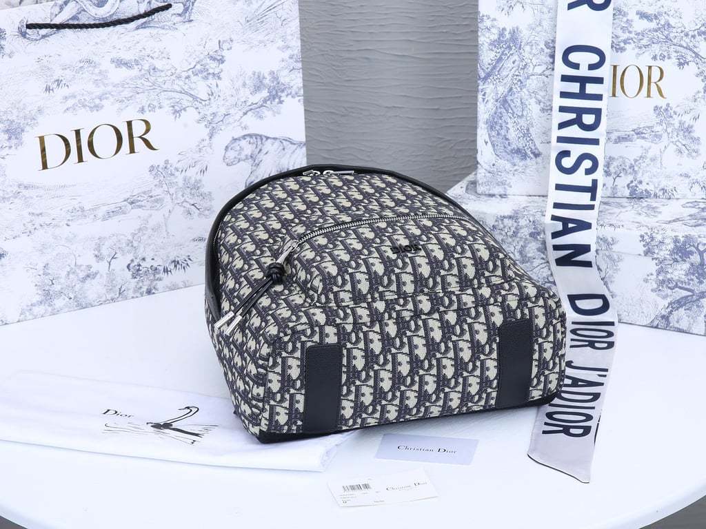 DIR BEIGE AND BLACK 38CM RIDER BACKPACK OBLIQUE JACQUARD