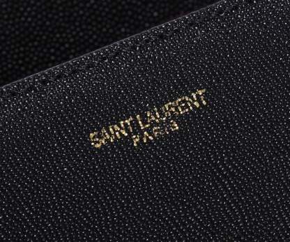 SAINT LAURENT CASSANDRA MINI TOP HANDLE BAG IN GRAIN DE POUDRE EMBOSSED BLACK GOLD 20CM