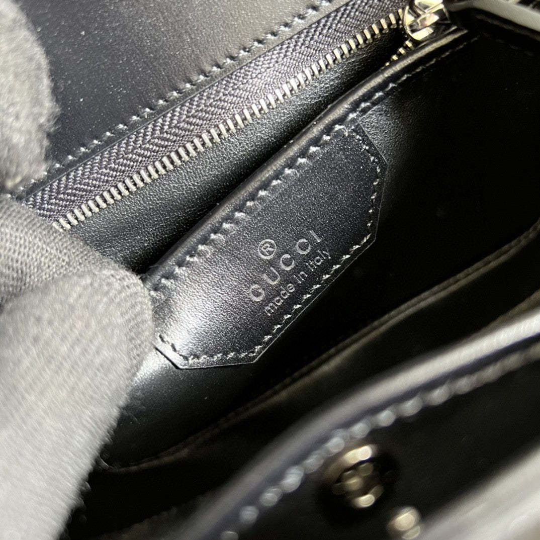 gg Bamboo 1947 Small Top Handle Bag Black  For Women 8.3in/21cm gg 675797 10ODP 1060