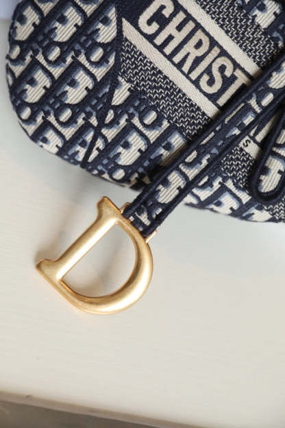 CD Oblique Saddle Bag Blue Canvas