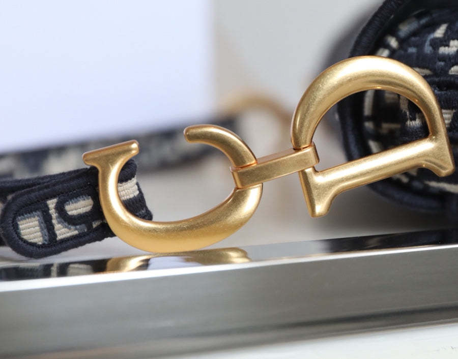 CD Oblique Saddle Bag Blue Canvas