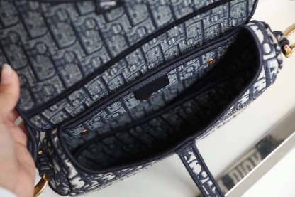 CD Oblique Saddle Bag Blue Canvas