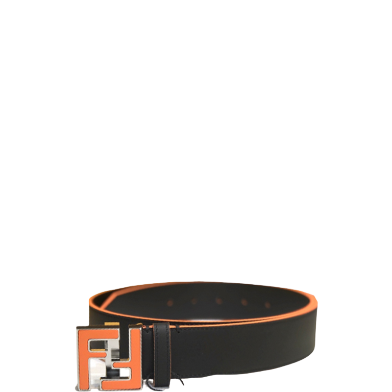 FD'S BLACK LEATHER BETL NEON ORANGE 40MM