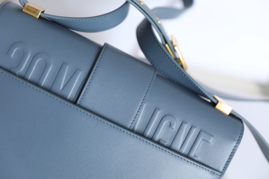 CD Momtaigne Enamel Polished Bag Sky Blue Calfskin