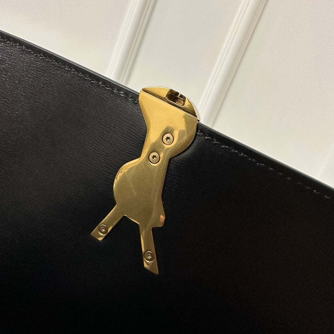 YSL Solferino Small Satchel Bag Black White Gold Calfskin 339413