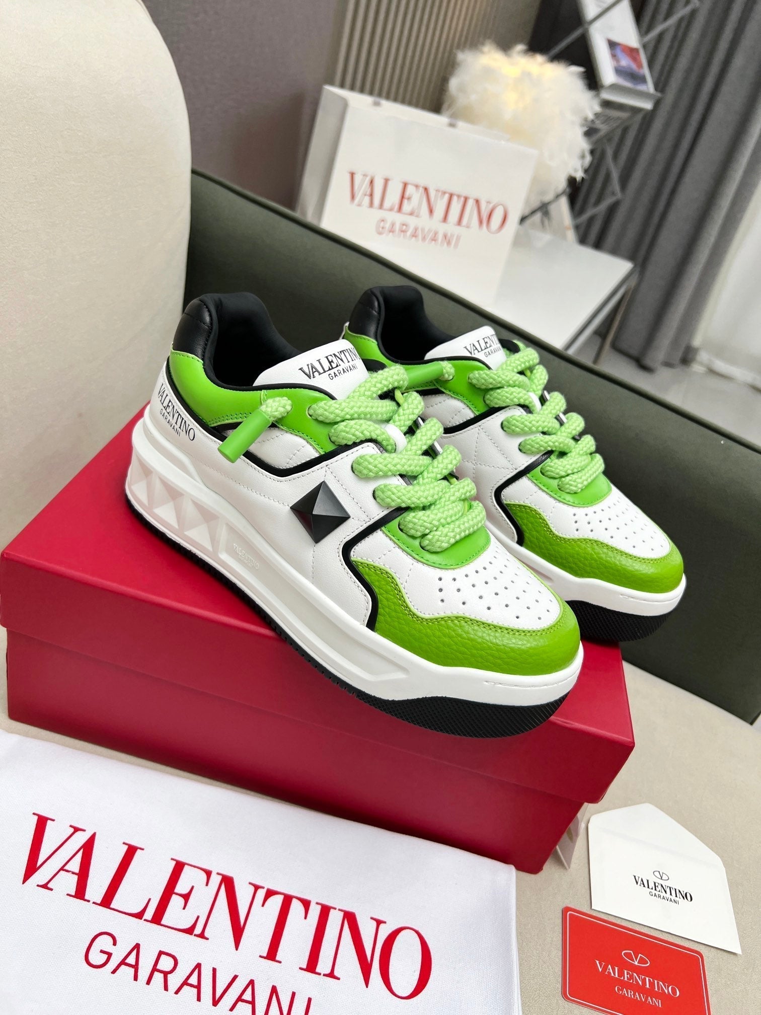 VT 25 One Stud Platform Sneaker White Green Cowhide 352076