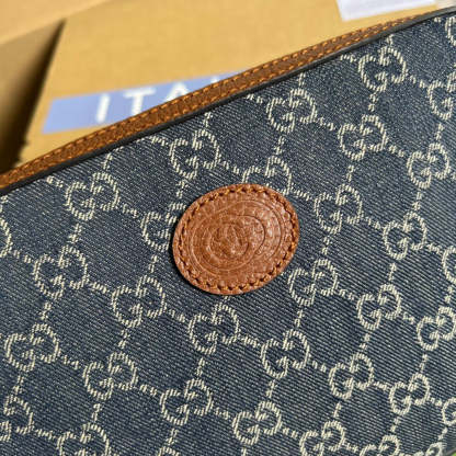 gg Shoulder Bag With Interlocking G Blue And Ivory gg Denim Jacquard For Women  9.6in/24.5cm gg