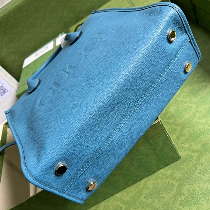 gg Small tote With gg Logo Blue For Women 12.4in/31.5cm gg 674822 0E8IG 4432