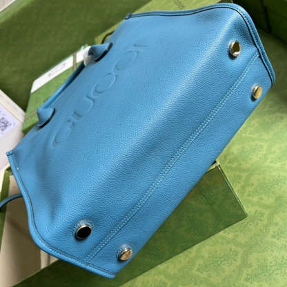 gg Small tote With gg Logo Blue For Women 12.4in/31.5cm gg 674822 0E8IG 4432