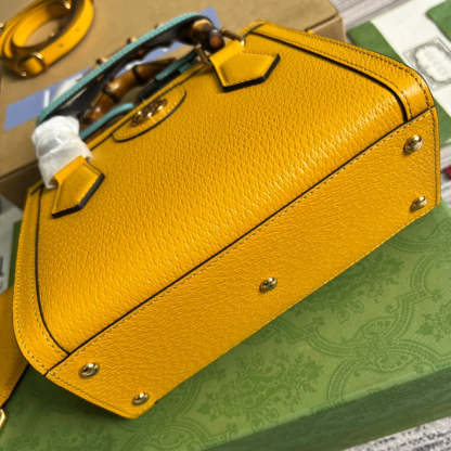 gg Diana Mini Tote Bag Yellow For Women, Women’s Bags 7.9in/20cm gg ‎702732 U3ZDT 7480