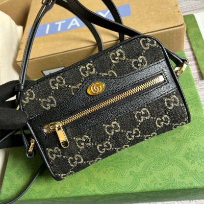 gg Ophidia Mini gg Bag Black And Ivory gg Denim Jacquard For Women  7in/17.5cm gg 517350 UN3BG 1274