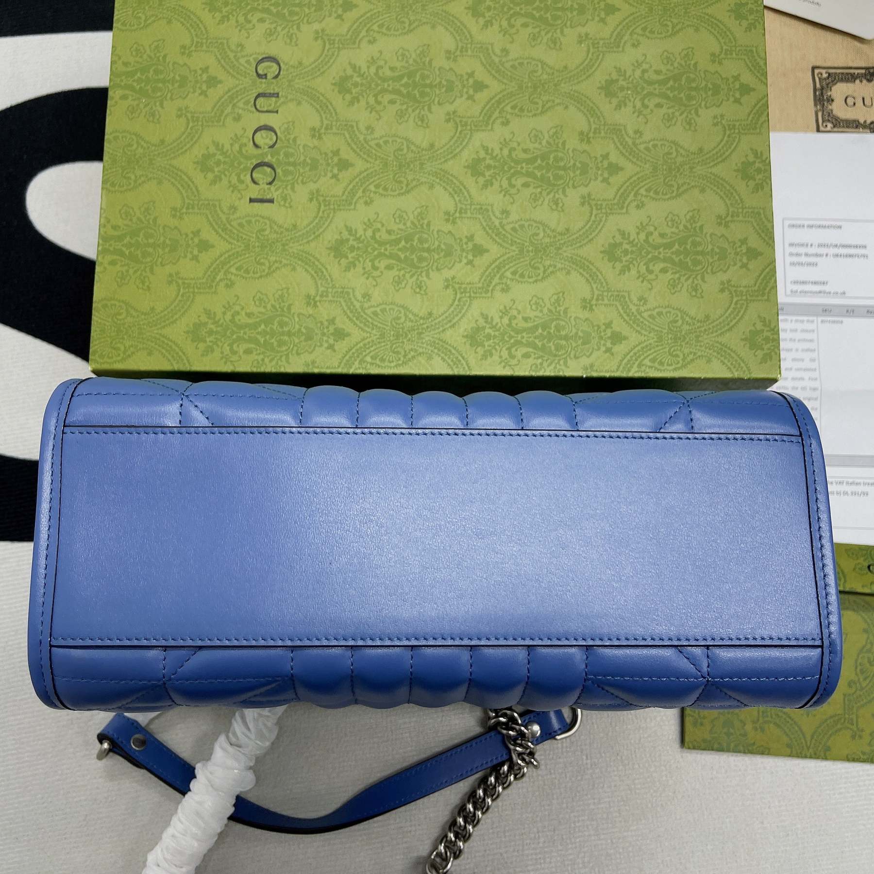 gg Marmont Medium Matelasse Tote Blue For Women, Women’s Bags 13.6in/34cm gg ‎‎675796 UM8BF 4340