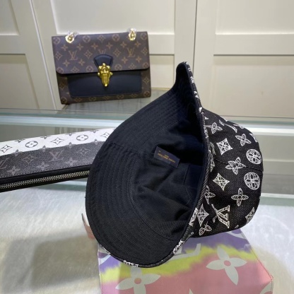 LV MONOGRAM JACQUARD DENIM BUCKET HAT BLACK