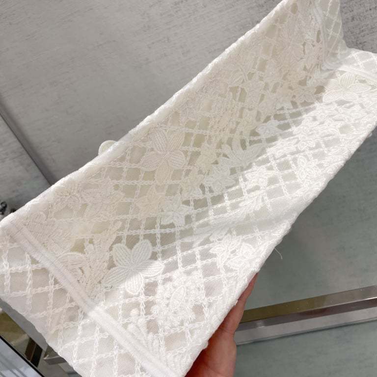 DIR 36CM WHITE D-LACE EMBROIDERY WITH 3D MACRAME EFFECT TOTE BAG