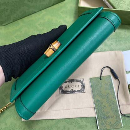 gg Diana Chain Wallet With Bamboo Green For Women, Women’s Bags 7.4in/19cm gg