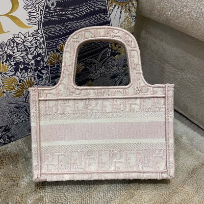 DI Mini Book Tote Rose Des Vents Oblique Embroidery, Light Pink, For Women Women’s Handbags, 23cm CD