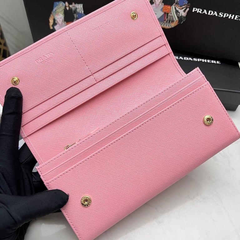 PR SAFFIANO MONOCHROME FLAP LONG WALLET FULL LIGHT PINK 19CM 1MH132 ZLP F061H