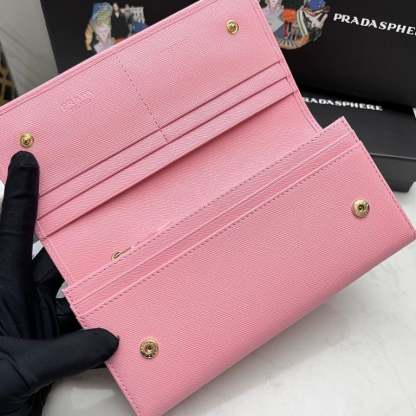PR SAFFIANO MONOCHROME FLAP LONG WALLET FULL LIGHT PINK 19CM 1MH132 ZLP F061H