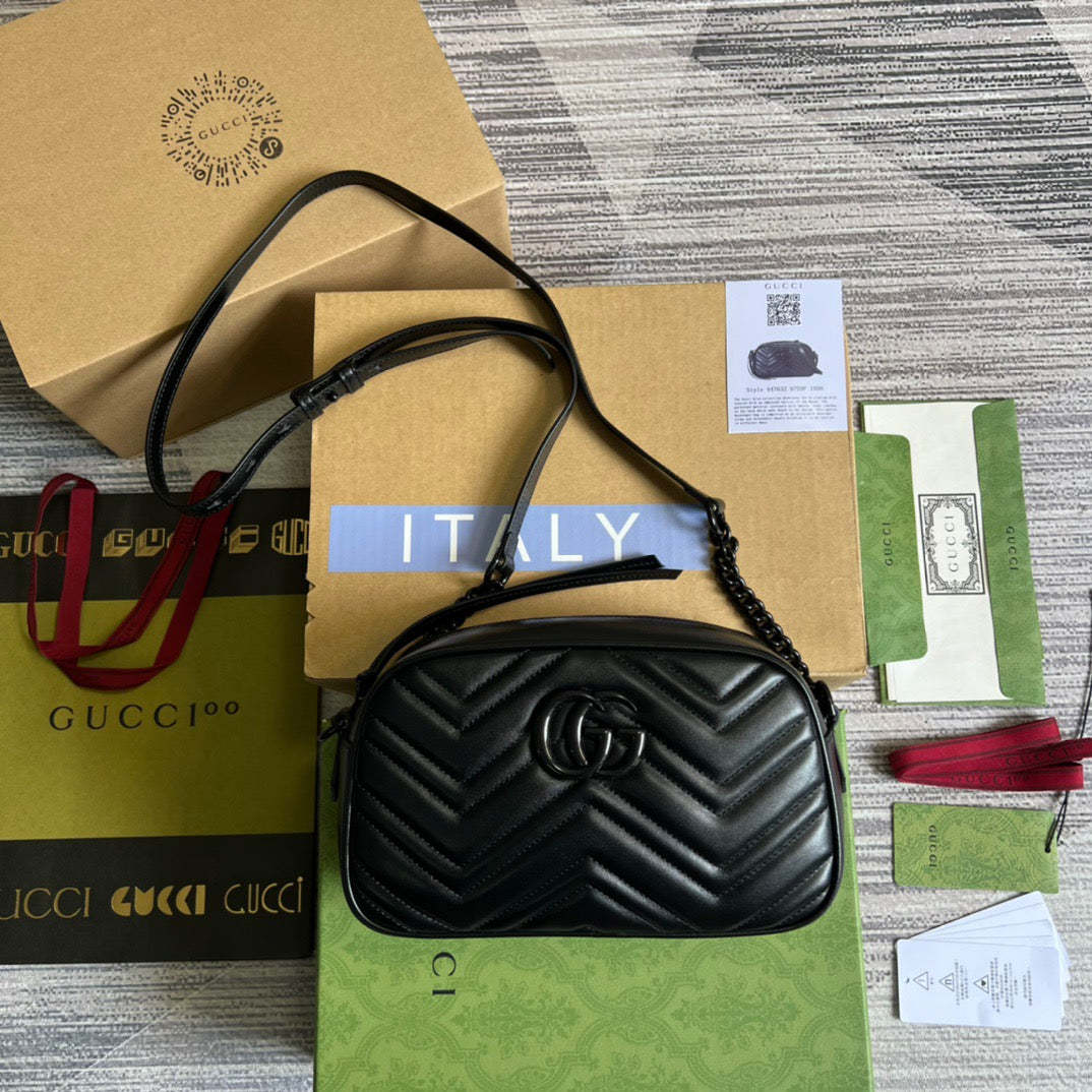 gg Marmont Matelasse Shoulder Bag Black For Women, Women’s Bags 9.5in/24cm gg
