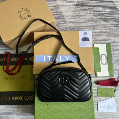 gg Marmont Matelasse Shoulder Bag Black For Women, Women’s Bags 9.5in/24cm gg