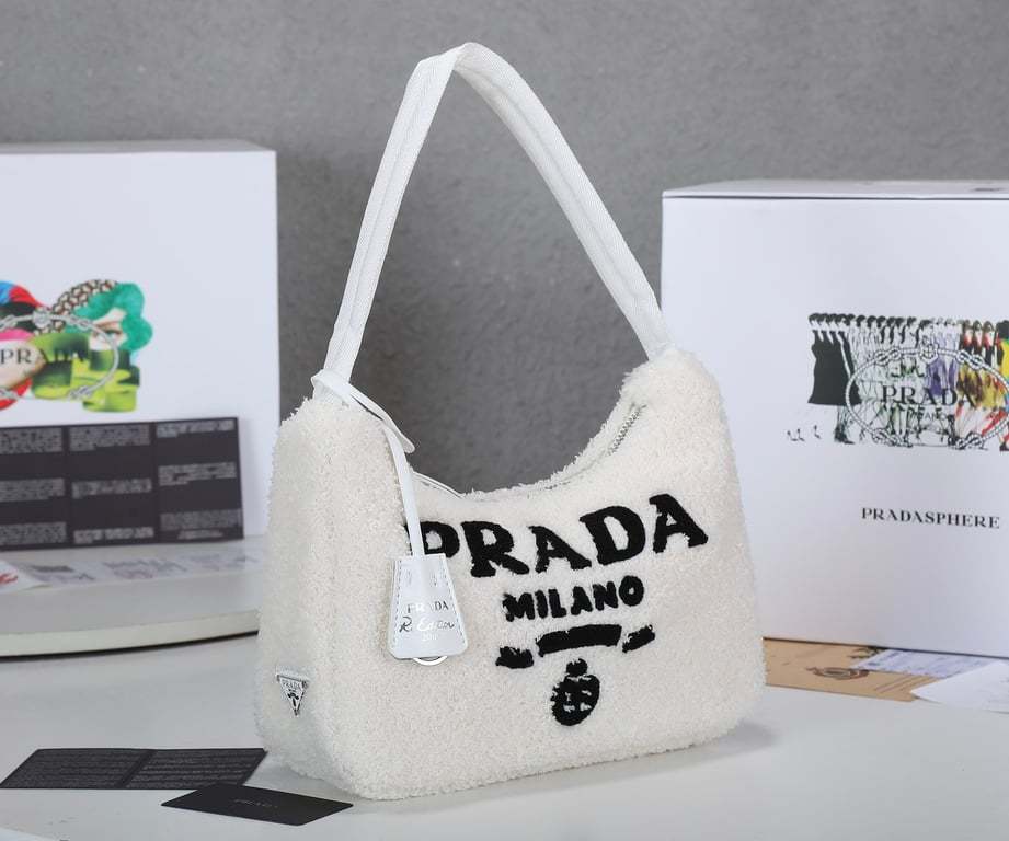 PR RE-EDITION 2000 TERRY MINI BAG WHITE 22CM 1NE515 2DXO F0964