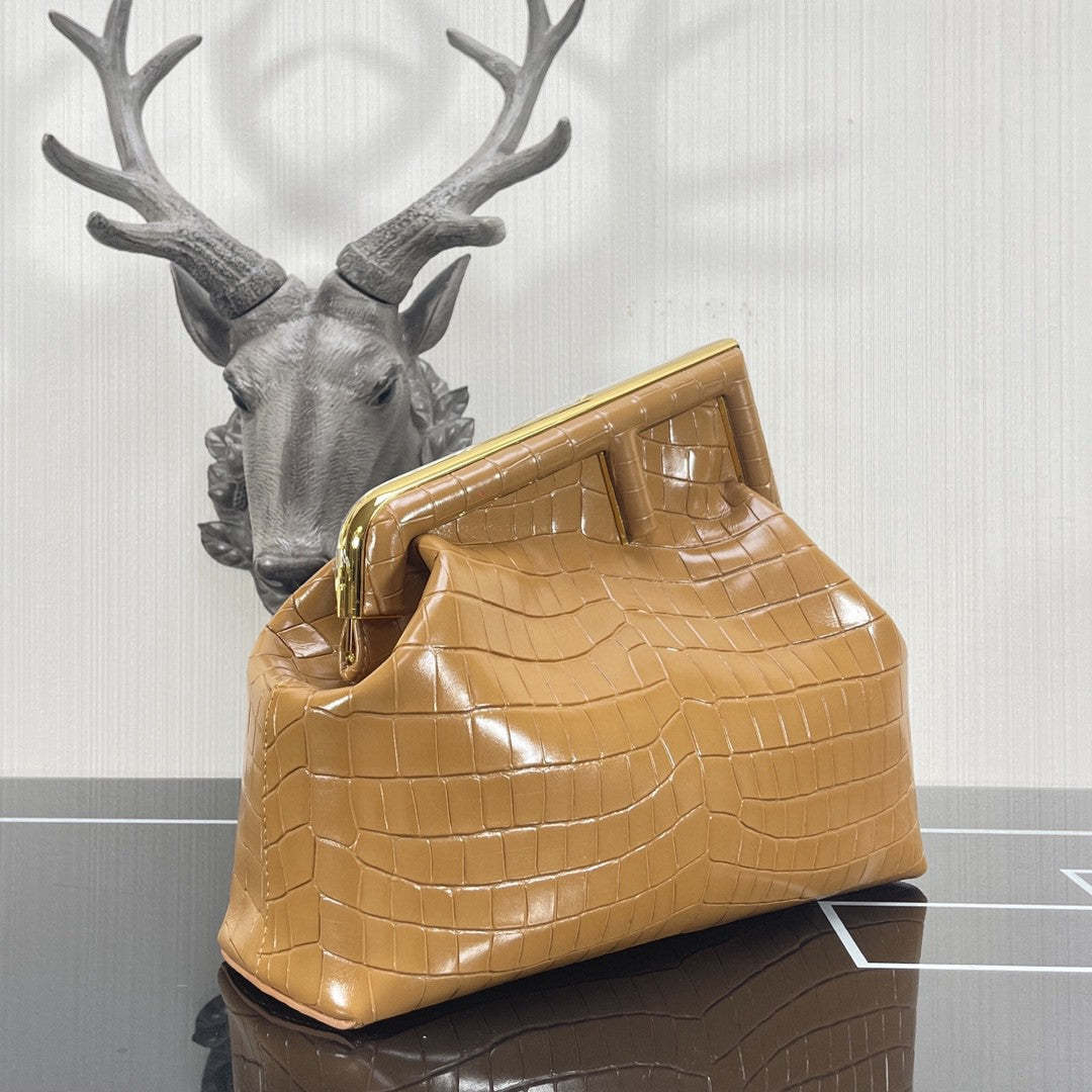 FI First Medium Brown Crocodile Bag For Woman 32.5cm/13in