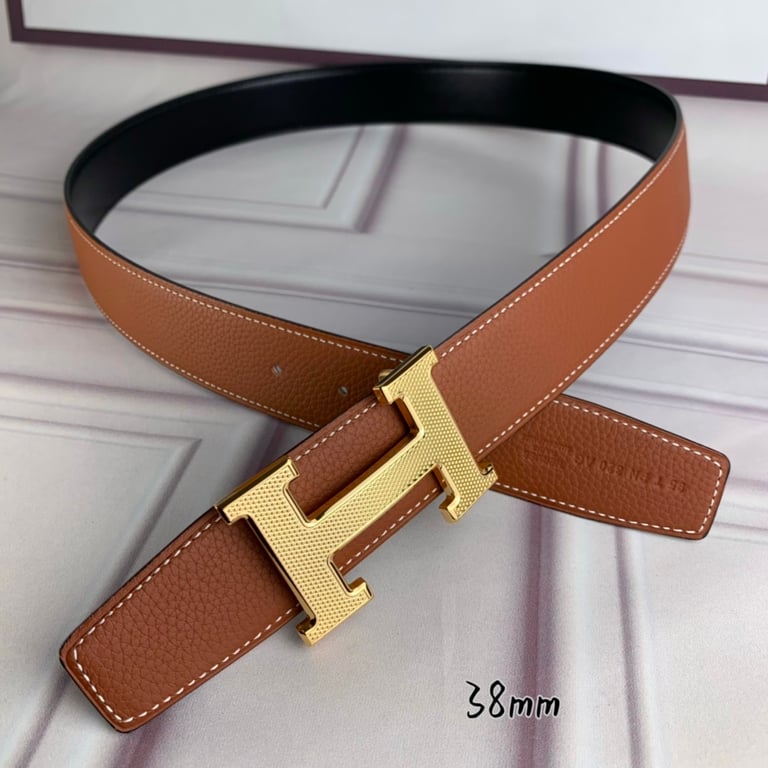 HM BELT TOGO SWIFT GOLD BUCKLE BROWN 38MM