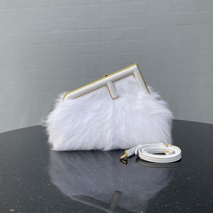 FI First Small White Fox Fur Bag For Woman 26cm/10in