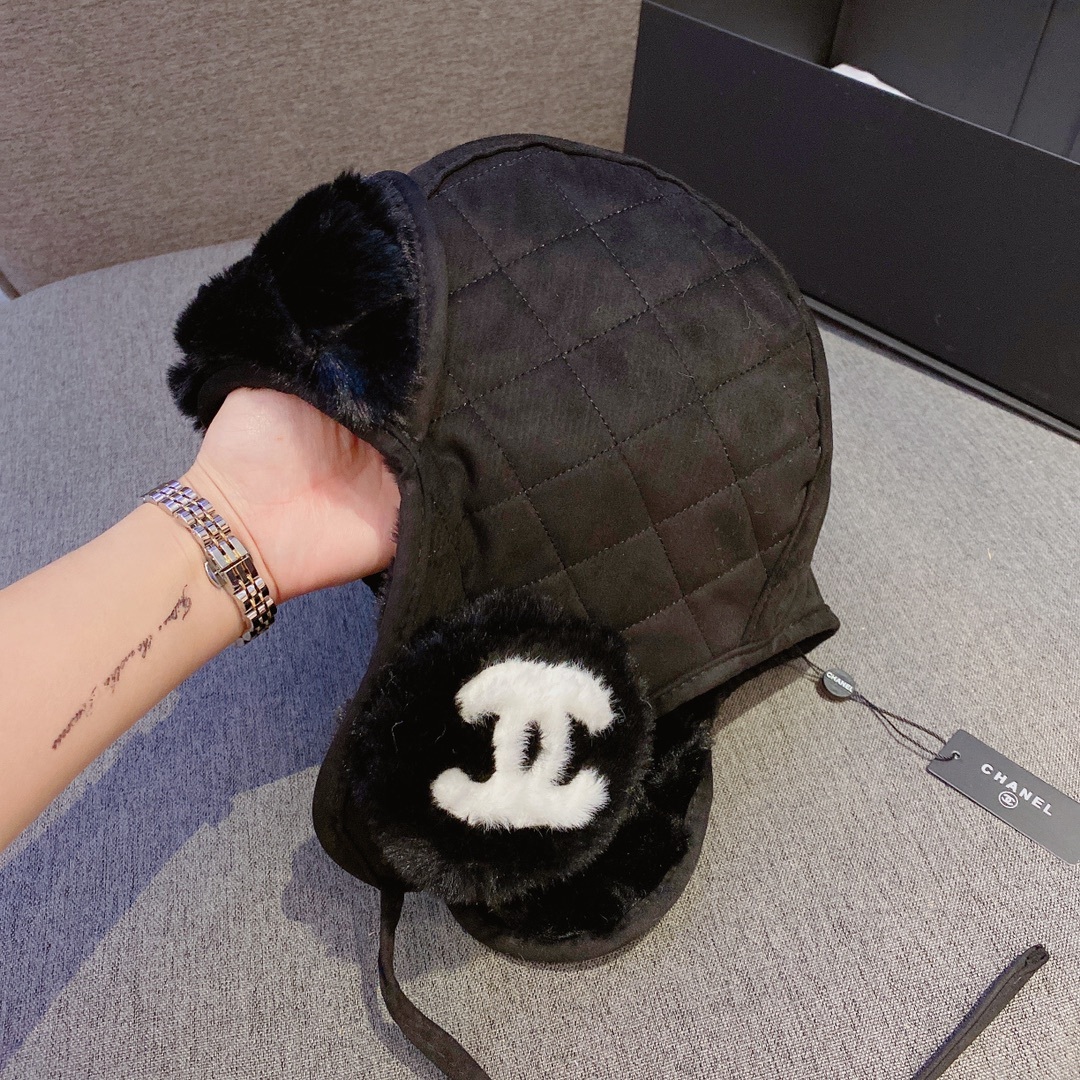 CC SHEEPSKIN AVIATOR SHEARLING HAT BLACK