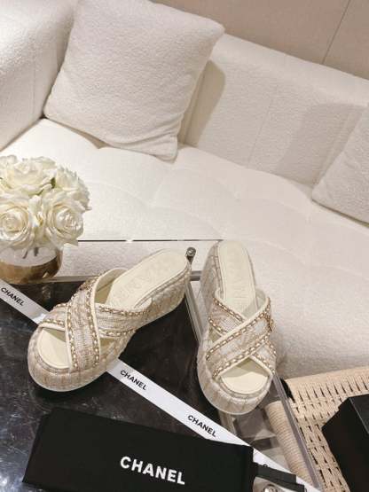 SANDAL CHL TWEED CC SANDAL WHITE