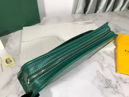 Goyard Jouvence Toiletry Bag Green PVC Fabric With Cowhide