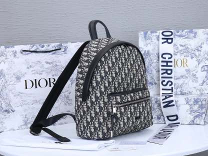 DIR BEIGE AND BLACK 38CM RIDER BACKPACK OBLIQUE JACQUARD