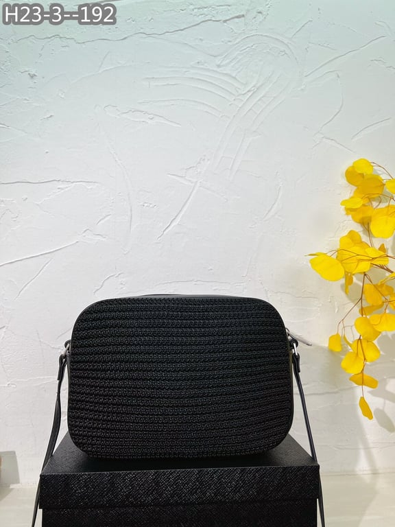 SAINT LAURENT LOU CAMERA BAG IN RAFFIA AND SMOOTH LEATHER BLACK 24CM