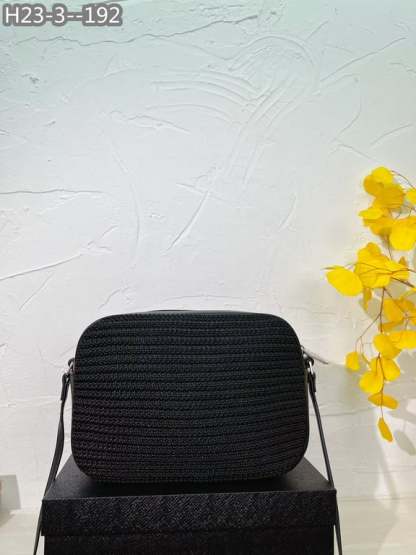 SAINT LAURENT LOU CAMERA BAG IN RAFFIA AND SMOOTH LEATHER BLACK 24CM