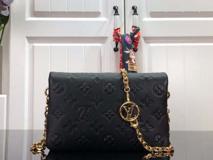 LV Pochette Coussin Monogram Empreinte Black For Women,  Shoulder And Crossbody Bags 7.9in/20cm LV M80742
